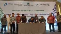 Penandatanganan nota kesepahaman (MoU) antara Badan Bank Tanah dan PT Bank JTrust Indonesia Tbk dan PT JTrust Consulting Indonesia