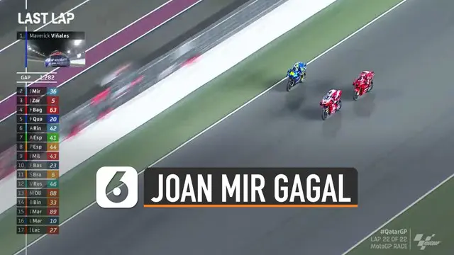 Nasib belum beruntung menimpa pembalap MotoGp Joan Mir karena diselip oleh dua pembalap ducati di lap terakhir dan tidak mendapatkan podium.