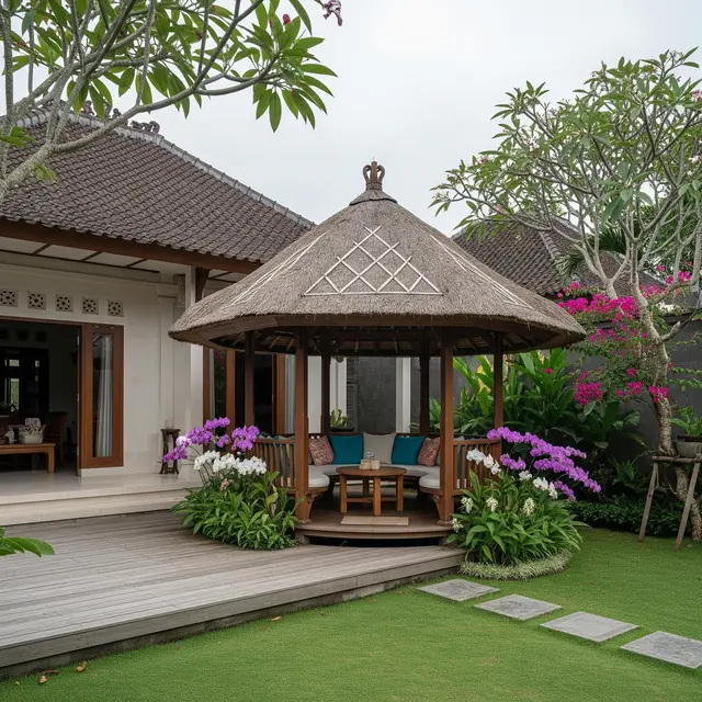 9 Model Teras Rumah Luas Konsep Gazebo Keluarga, Area Santai Estetik