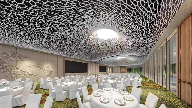 Meranti Ballroom yang dapat menampung 300 orang dirancang dengan cermat untuk melengkapi acara luar ruangan, menawarkan ruang serbaguna yang dapat dipadukan dengan keindahan alam sekitar resor untuk pengalaman tak terlupakan. (Foto/Sumber: Mandai Wildlife Group)