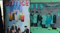 6 Spanduk Jualan Libatkan BTS Ini Bikin Ngakak (sumber: Instagram.com/koreanupdate dan Twitter.com/txtdarioffstore)