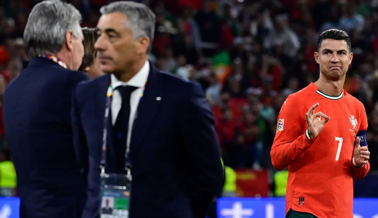 Sebelum adu penalti, Cristiano Ronaldo tampil menentukan bagi Portugal dengan mencetak gol penyeimbang kedudukan pada menit ke-61. (John MACDOUGALL/AFP)