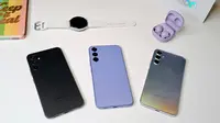 Varian warna Samsung Galaxy A34 5G, yatu Awesome Violet, Awesome Graphite, dan Awesome Silver. (Liputan6/Dinda Charmelita Trias Maharani)