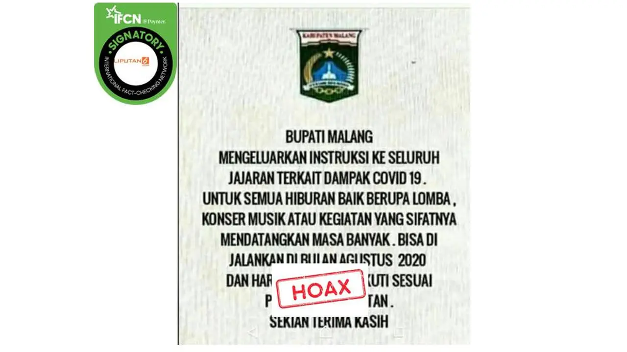 Cek Fakta Instruksi Bupati Malang