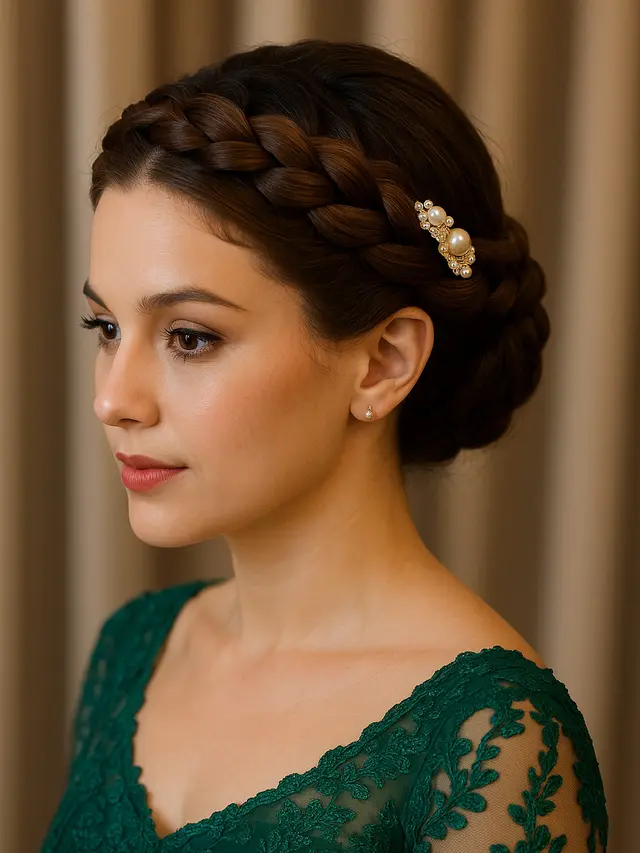 Model Rambut Kepang Mahkota untuk Pesta