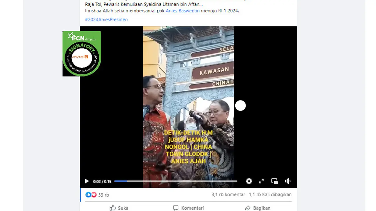 Tangkapan klaim video Jusuf Hamka bersama Anies Baswedan menuju RI 1