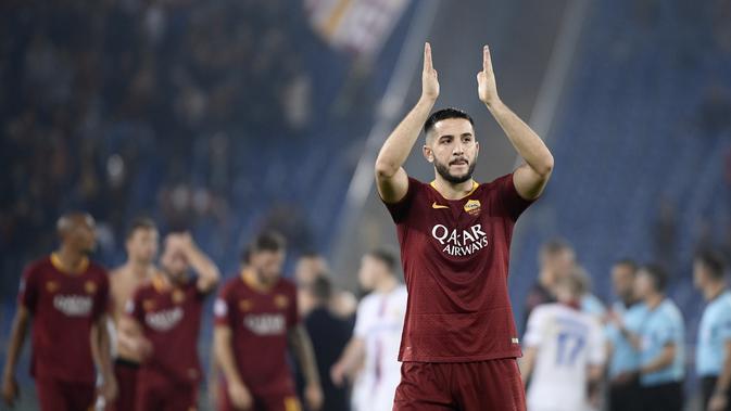 Bek AS Roma, Kostas Manolas, menjadi incaran Manchester United. (AFP/Filippo Monteforte)