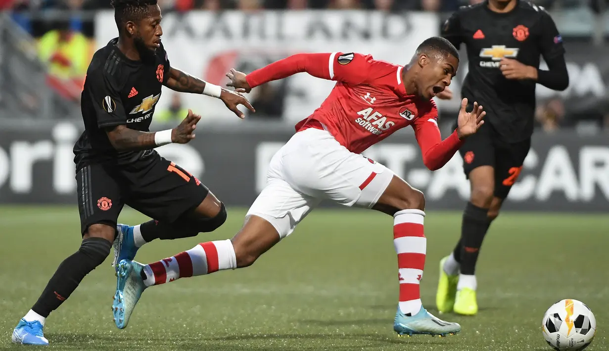 2. Myron Boadu (AZ Alkmaar) - Pemain berusia 18 tahun itu sudah mengemas sembilan gol dan enam assist dari 14 laga. Myron Boadu tercatat telah bermain sebanyak 2.335 menit.(AFP/John Thys)