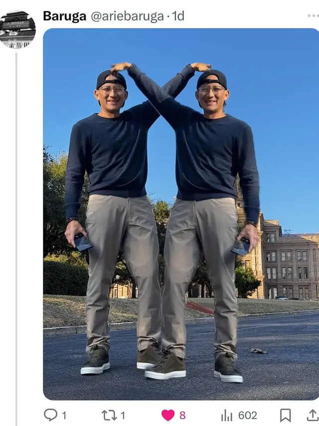 6 Potret Sandiaga Uno Minta Fotonya di Texas Capitol Diedit Netizen, Hasilnya Kocak