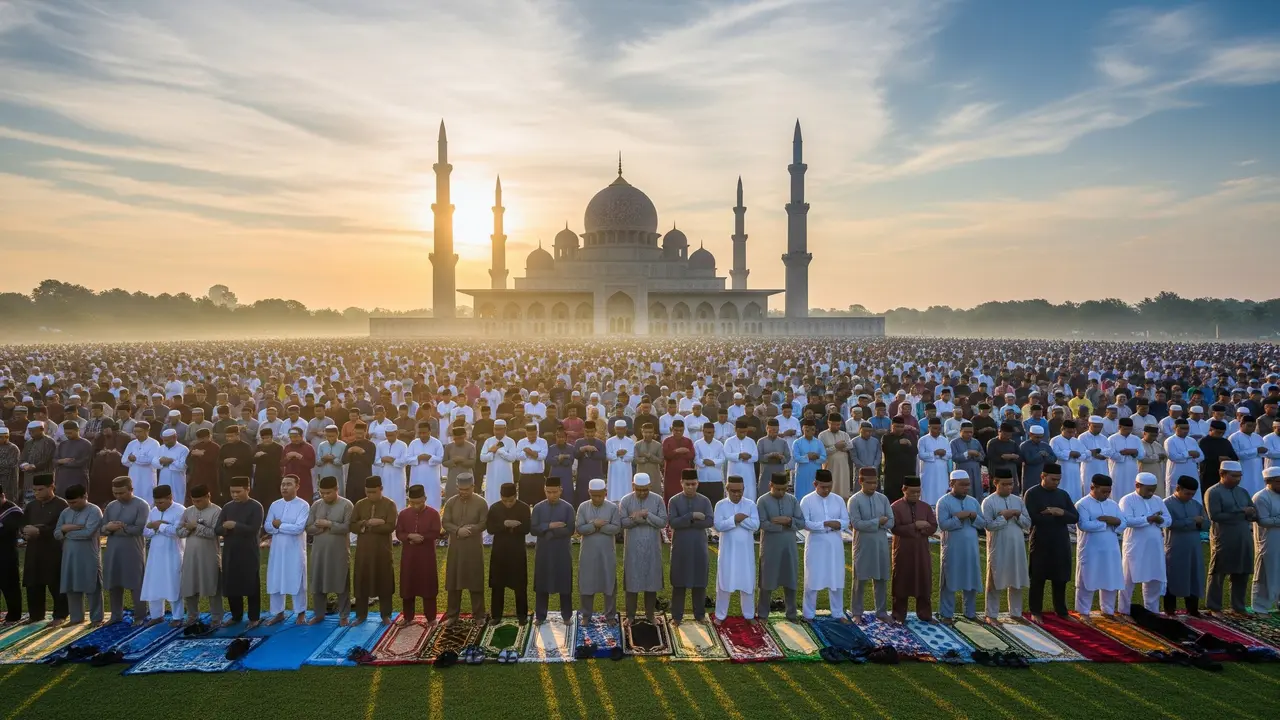 Ilustrasi Sholat Ied/Gemini AI
