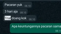 6 Chat Ajak Trial Pacaran Ini Bikin Tepuk Jidat, Kocak (sumber: Twitter/aikamu0)