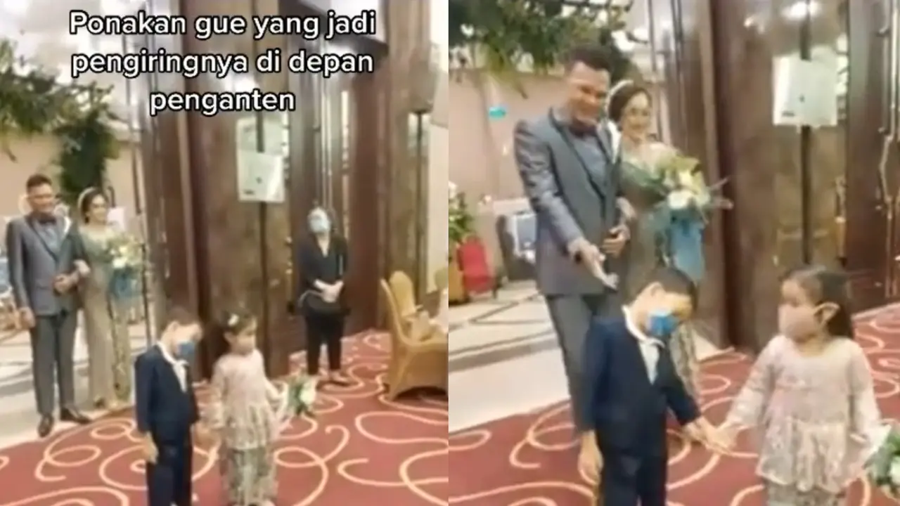 Bocah pengiring pengantin tertidur pulas