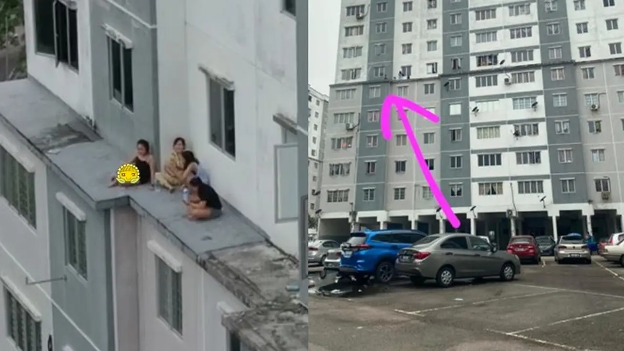 Lima Wanita Ini Terekam Nongkrong di Tepi Lantai 6 Apartemen, Diciduk Polisi