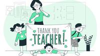 Ilustrasi guru, guru dan murid, terima kasih guru. (Image by storyset on Freepik)
