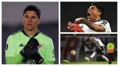 Foto kolase pemain River Plate, Enzo Perez saat menjadi penjaga gawang (kiri) dan saat menjadi gelandang. (Foto: AFP)