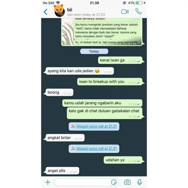 chat orang minta putus