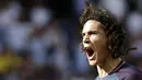7. Edinson Cavani (Paris St Germain) - Kehadiran Neymar akan membuat dirinya semakin dimanjakan dengan umpan-umpan matang. Musim lalu meski hanya sampai 16 besar, delapan gol berhasil ditorehkannya untuk Le Parisien. (AFP/Thomas Samson)