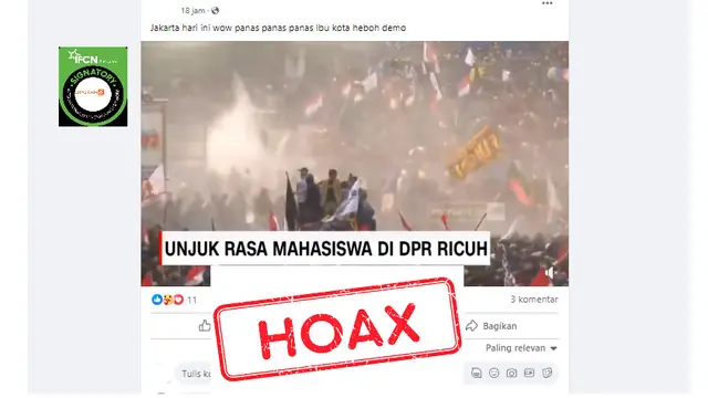 Tangkapan layar hoaks demo mahasiswa