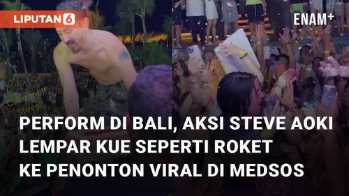 VIDEO: Perform di Bali, Aksi Steve Aoki Lempar Kue Seperti Roket ke Penonton Viral di Medsos