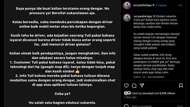 Surya Sahetapy Ditolak Driver Ojek Online Karen Tuli