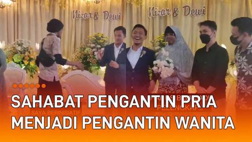 VIDEO: Cosplay Jadi Pengantin Wanita, Pria Ini Hibur sahabatnya di Pelaminan