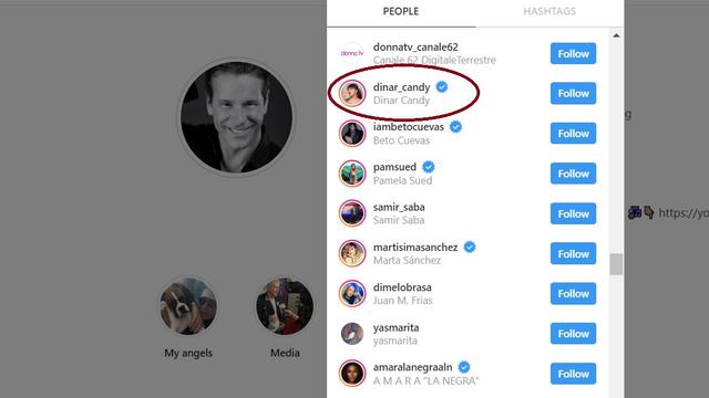 Akun Dinar Candy di-follow Fernando Carrillo. (screen capture akun @ferrcarrillo)