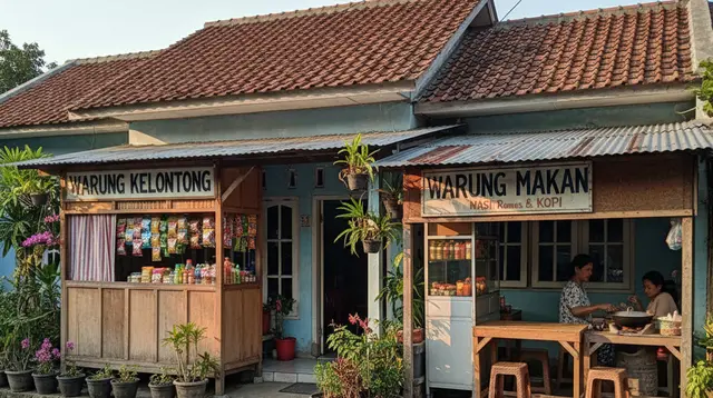 Model Warung Kelontong Sekaligus Warung Makan (created by AI)