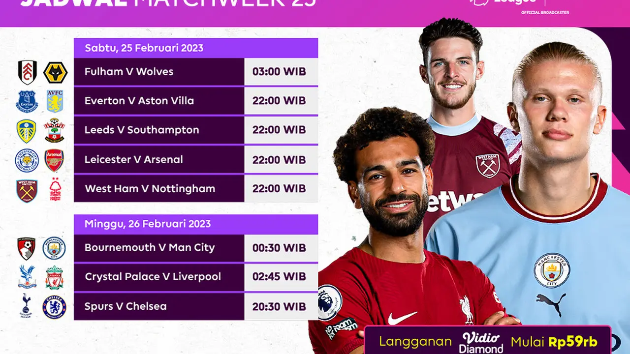 Jadwal Live Streaming Liga Inggris 2022/2023 Matchweek 25, 25-26 Februari 2023