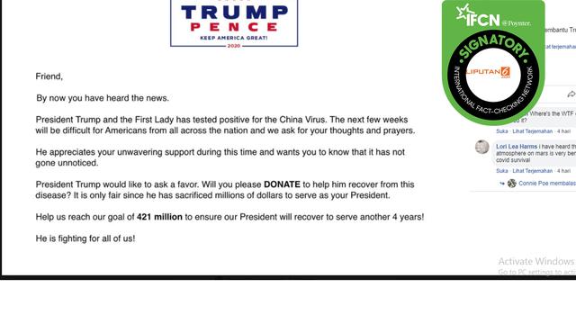 Cek Fakta Benarkah Tim Kampanye Minta Donasi Untuk Kesembuhan Donald Trump Dari Covid 19 Cek Fakta Liputan6 Com