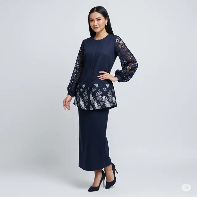 Model Batik Brokat Lengan Balon yang Memukau dan Elegan