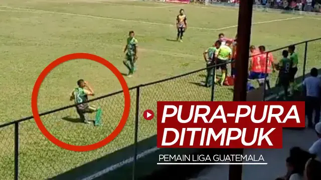 Berita video pemain Liga Guatemala, Rosbin Ramos, melakukan aksi pura-pura ditimpuk batu oleh suporter dalam laga di mana tidak adanya VAR (Video Assistant Referee).