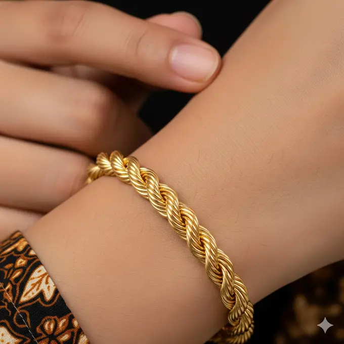 Gelang dengan Tekstur Kabel Lilit