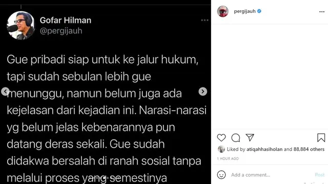 Gofar Hilman (Foto: Instagram/@pergijauh)