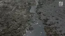 Lumpur dan sampah yang mengendap di anak Sungai Ciliwung, Jakarta, Jumat (26/1). Pengerukan dilakukan untuk mencegah pendangkalan sungai dan mengantisipasi banjir seiring datangnya musim hujan. (Liputan6.com/Immanuel Antonius)