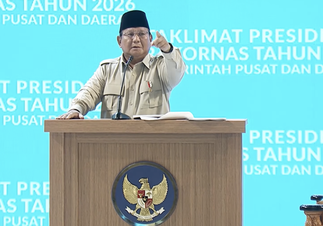 Presiden Prabowo beri taklimat Rakornas Pemerintah Pusat dan Daerah di Sentul. (istimewa)