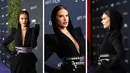Foto kolase Alessandra Ambrosio saat menghadiri acara LACMA Art+Film Gala di Los Angeles County Museum of Art di Los Angeles, California, pada 5 November 2022. (AFP Photo)