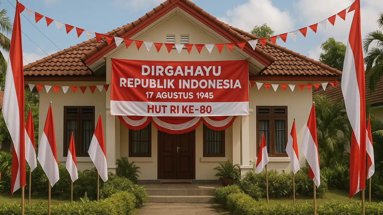 Ide Dekorasi Rumah untuk Peringatan Hari Kemerdekaan 17 Agustus 1945 HUT RI ke-80/Ilustrasi Gambar AI