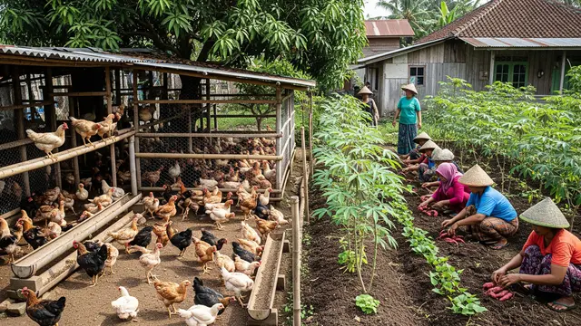 Model Budidaya Ayam Pedaging dan Sayuran Umbi