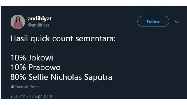 6 Hasil Quick Count Sementara Ala Netizen Ini Bikin Senyum-Senyum Sendiri