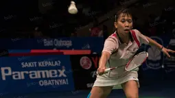 Tunggal putri Indonesia, Lyanny Mainaky, kalah 29-27, 10-21 dan 11-21 dari rekan senegaranya Jauza Sugiarto pada BCA Indonesia Open 2016 di Istora Senayan. (Bola.com/Vitalis Yogi Trisna)