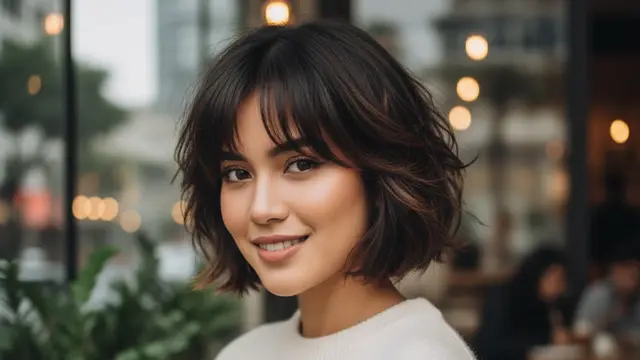Short Shaggy dengan Curtain Bangs (Gemini AI)