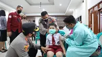 Vaksinasi anak 6-11 tahun dosis pertama di Kota Mojokerto sudah mencapai 88,51 persen. (Dian Kurniawan/Liputan6.com)