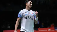 Jonatan Christie lolos ke babak 16 besar Japan Mansters 2023. Tunggal putra Indonesia ini mengalahkan Chi Yu Jen dari Chinese Taipei&nbsp;21-14 dan 21-9&nbsp;di Kumamoto Prefectural Gymnasium, Rabu, 15 November 2023. (foto: PBSI)