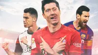 Pemain - Robert Lewandowski, Messi, dan Ronaldo (Bola.com/Adreanus Titus)