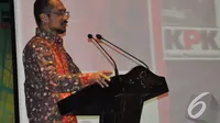 Ketua KPK Abraham Samad memberikan sambutan saat menghadiri Seminar Pencegahan Korupsi di Balai kota, Jakarta, Kamis (6/11/2014) (Liputan6.com/Herman Zakharia) 