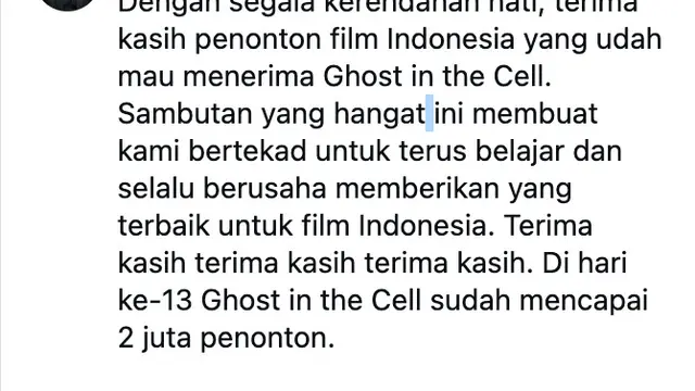 Unggahan Joko Anwar. (Foto: Dok. Instagram @jokoanwar)