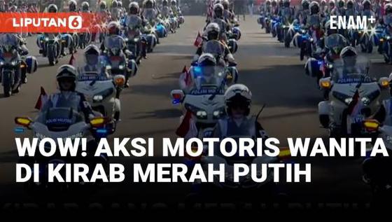 VIDEO: Keren! Aksi Motoris Wanita di Kirab Merah Putih