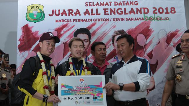 Kevin Sanjaya, Marcus Gideon, Menpora Imam Nahrawi, Bulutangkis Indonesia, Bola.com