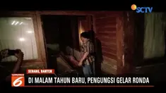 Pengungsi korban tsunami di Serang, Banten, gelar ronda untuk jaga keamanan rumah.