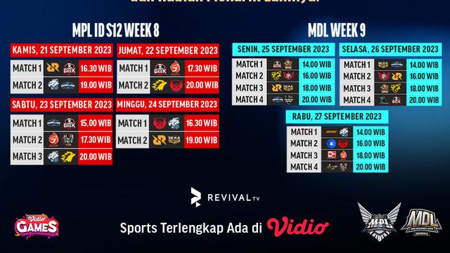 Jadwal Live Streaming MPL & MDL Pekan Ini di Vidio, 21-27 September 2023